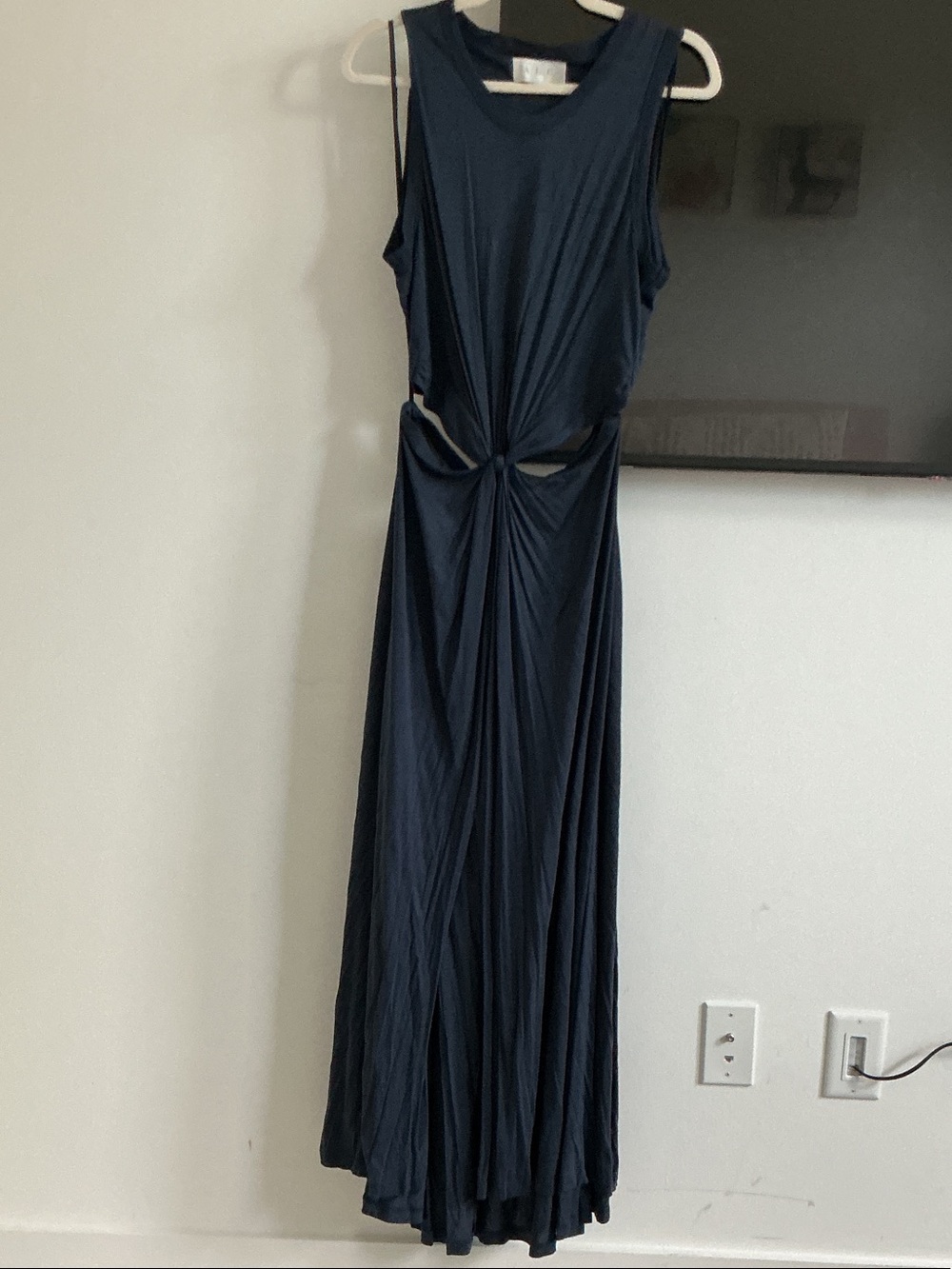A.L.C. Navy Cutout Twist-Front Maxi Dress